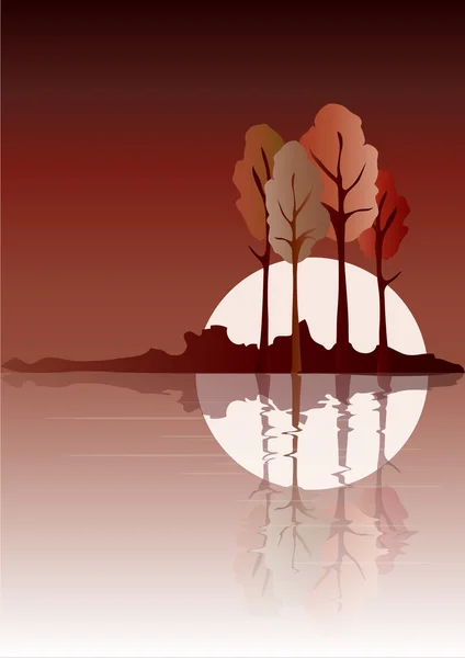 stock vector Autumn reflected