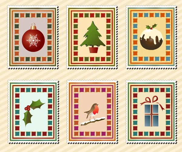 Рождественские марки — стоковый вектор