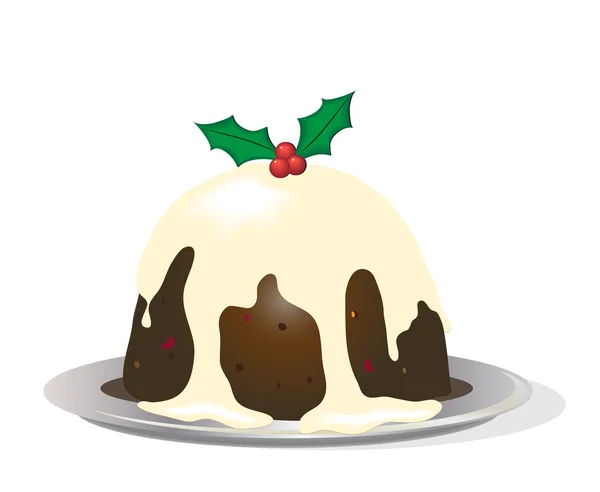 Chritmas pudding op wit — Stockvector