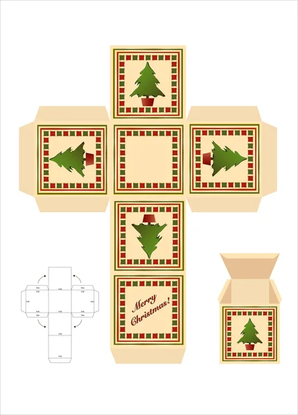 Christmas tree gift box — Stock Vector