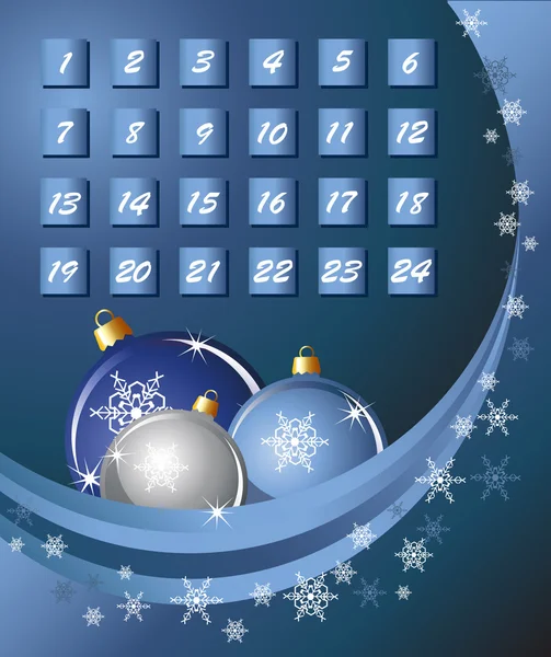 Adventní kalendář modrý — Stockový vektor