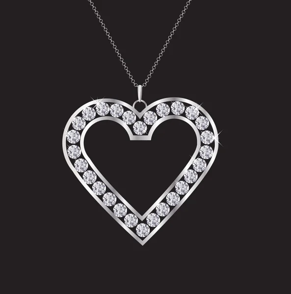 Collier coeur diamant — Image vectorielle