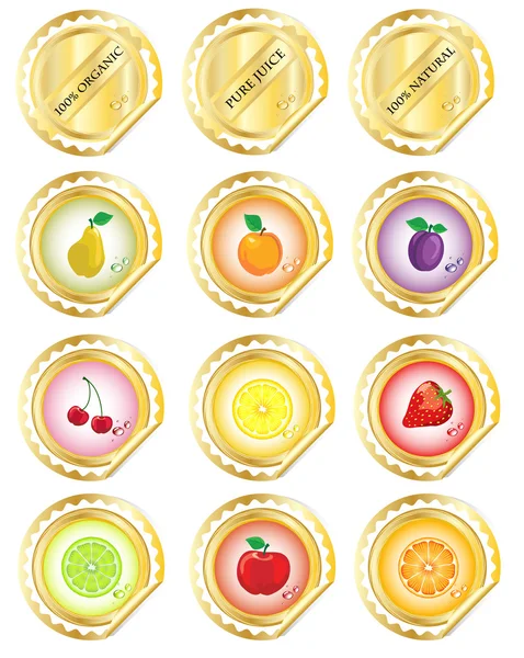 Gold fruit labels — Stock Vector