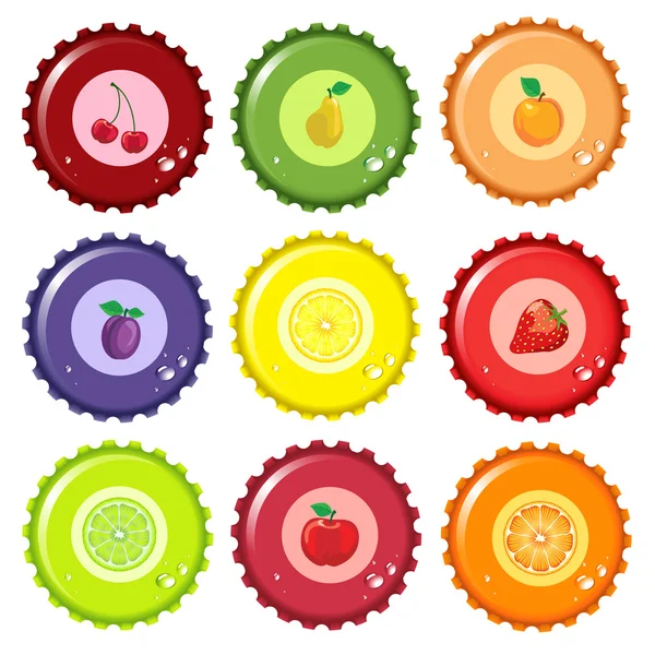 Fruit juice bottle caps — Stock Vector