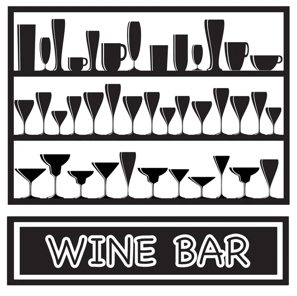 Wine bar black and white — Stock Vector