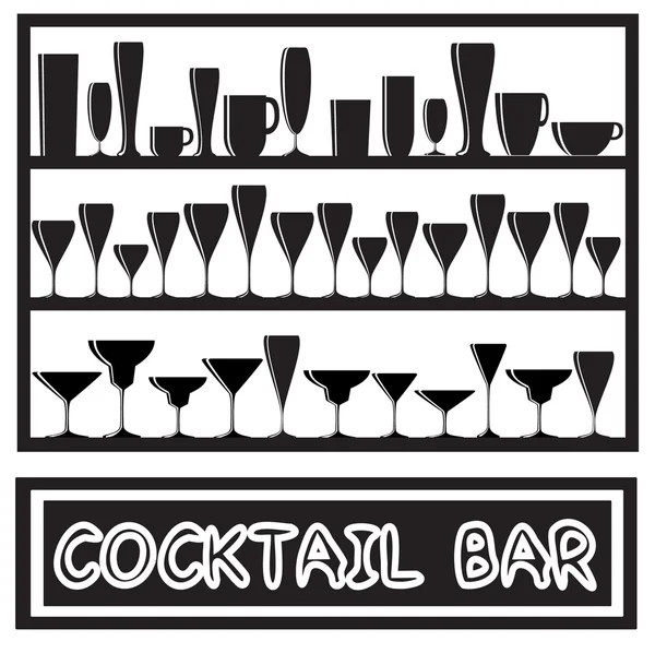 Cocktail bar preto e branco —  Vetores de Stock