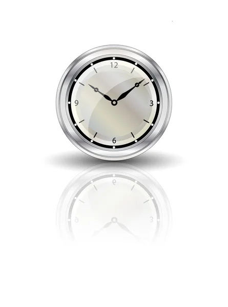 Horloge réfléchie sur blanc — Image vectorielle