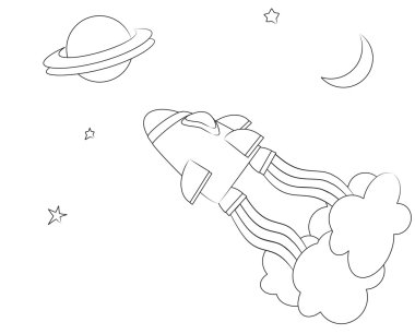 Spaceship colouring page clipart