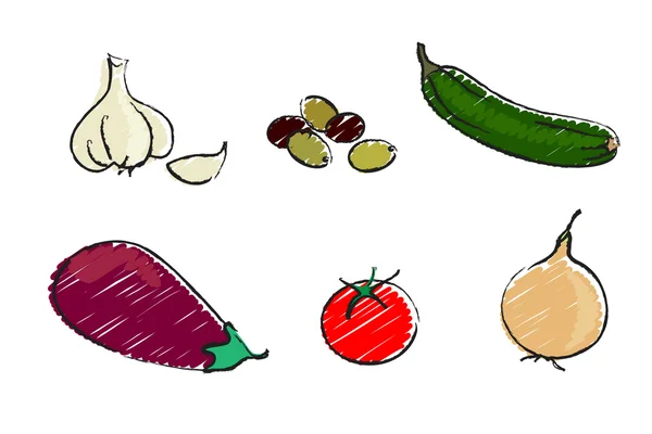 Légumes méditerranéens — Image vectorielle