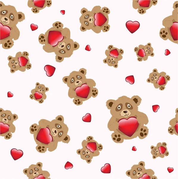Ours avec coeur sans couture — Image vectorielle