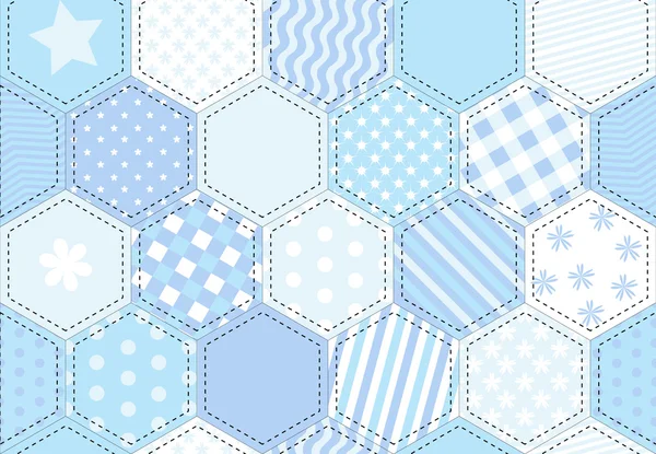 แพทช์เวิร์ค ผ้าห่มสีฟ้า — ภาพเวกเตอร์สต็อก