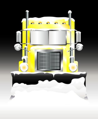 Snow plough at night clipart