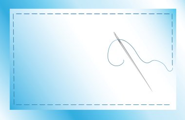 Needle and thread on blue clipart