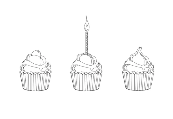 Cupcake colouring page — Stock Vector