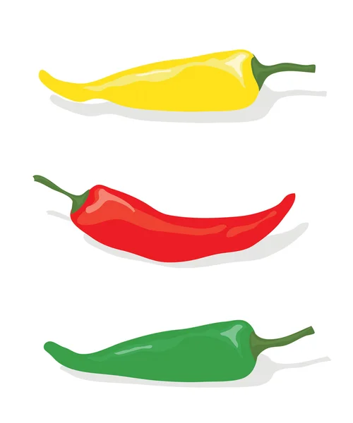 Assorted chilli peppers — Stock Vector
