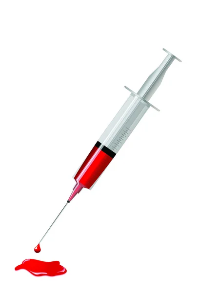 Stříkačka s krví dropletu — Stockový vektor