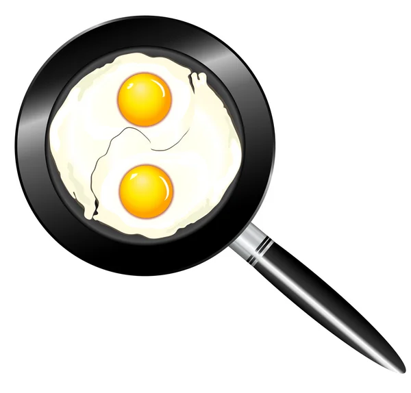Fried eggs in a pan — Stock Vector
