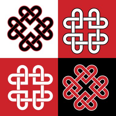 Celtic knot hearts red and blabk clipart