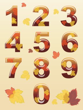 Autumn numbers clipart