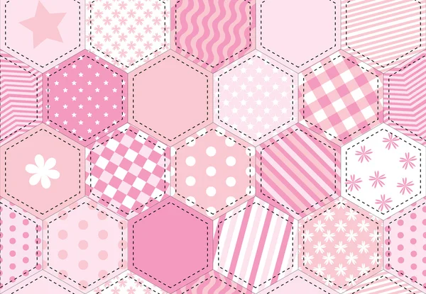 Patchwork quilt rosa — Stock vektor