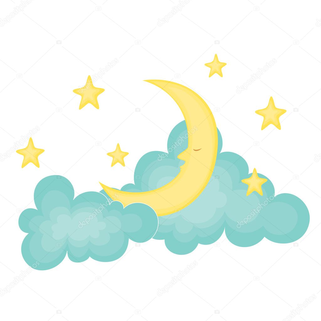 Sleeping moon on the clouds