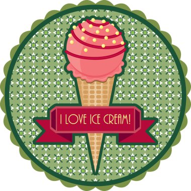 Retro emblem with ice cream clipart