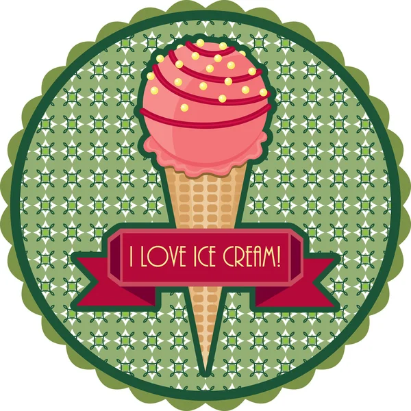 Emblème rétro avec crème glacée — Image vectorielle