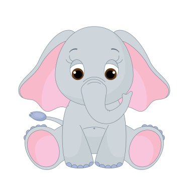 Cute baby elephant clipart