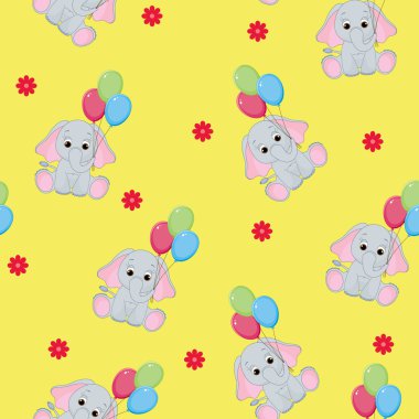 Seamless baby animal background clipart