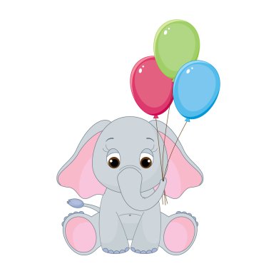 Cute baby elephant, clipart