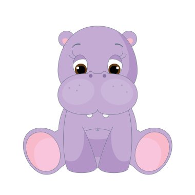 Cute baby hippopotamus clipart