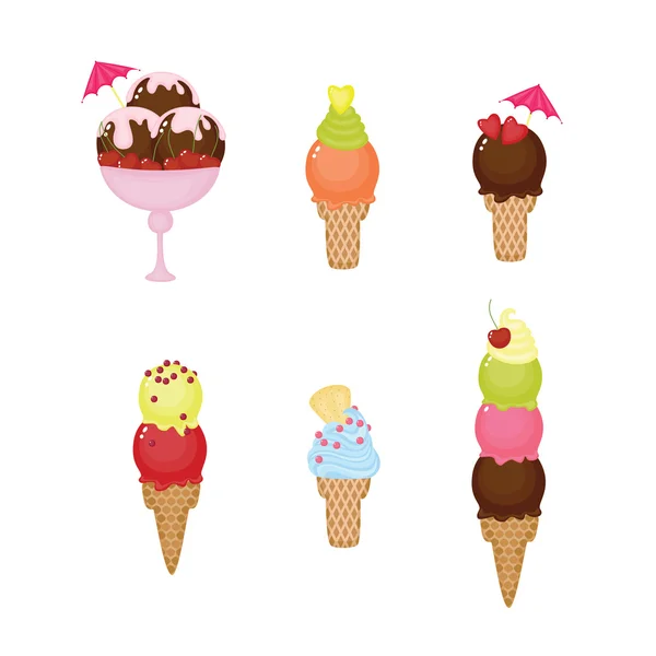 다채로운 아이스크림 세트 — 스톡 벡터