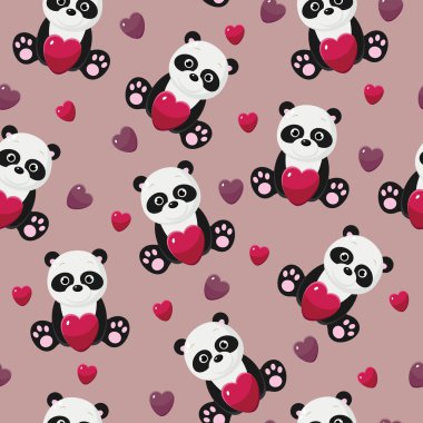 Seamless baby panda wallpaper clipart