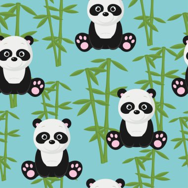 Seamless baby panda wallpaper clipart