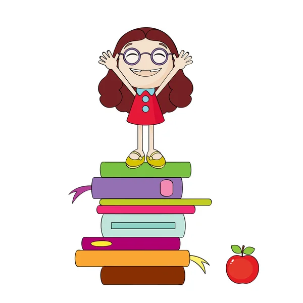 Glad tjej på böcker — Stock vektor