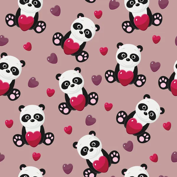 Papel pintado de panda bebé sin costuras — Vector de stock