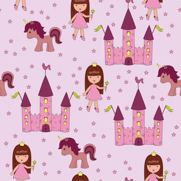 Seamless princess wallpaper — Stock Vector