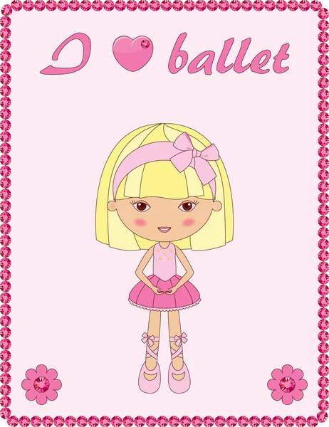 粉红色帧与可爱的小芭蕾舞演员 — 图库矢量图片