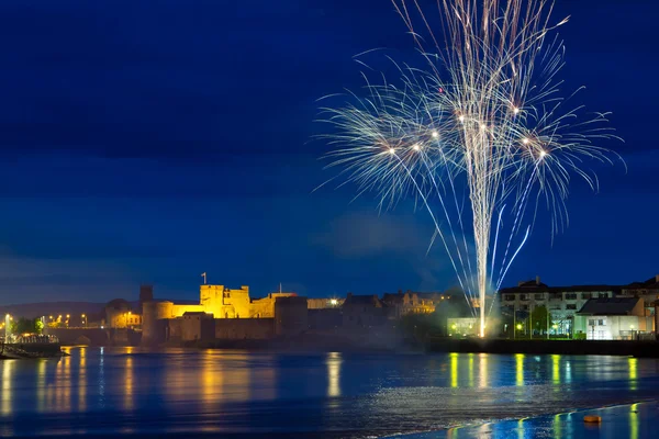 stock image Fireworks over King John Castle in Limerick