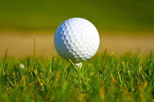 Bola de golfe no belo campo de golfe — Fotografia de Stock