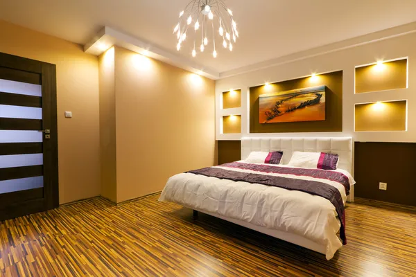 Moderno master camera da letto interno — Foto Stock