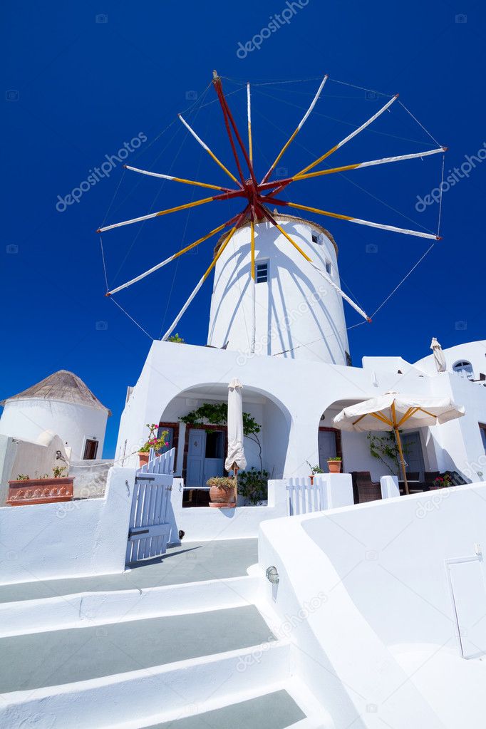 Windmill of Oia village at Santorini