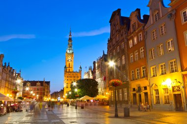 Geceleyin Eski Gdansk Kasabası