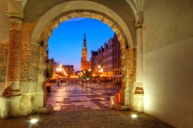 Gdansk at night in Poland clipart