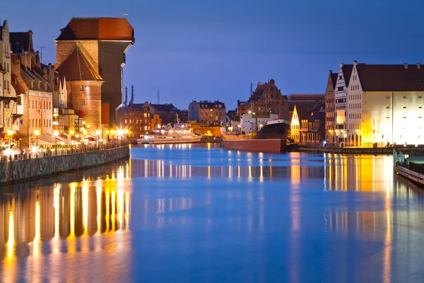 Staré město Gdaňsk s starověké jeřáb — Stock fotografie