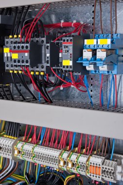 New control panel with static energy meters and circuit-breakers clipart