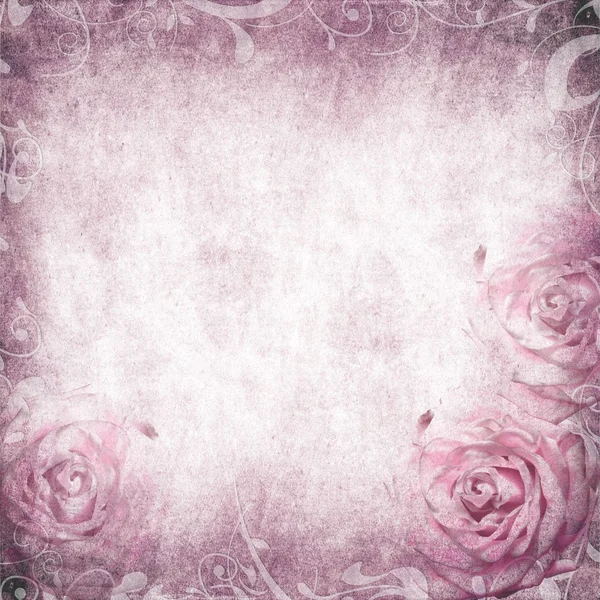 Grunge pink wedding background with roses — Stock Photo, Image
