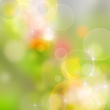 A bright spring background with green and pink bokeh effects clipart