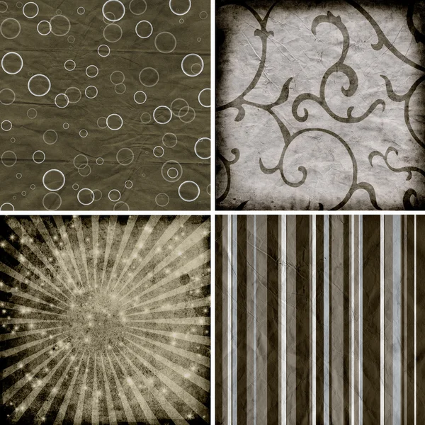 Σύνολο τέσσερις διαφορετικές ρετρό μοτίβο υπόβαθρα λευκώματος — Φωτογραφία Αρχείου