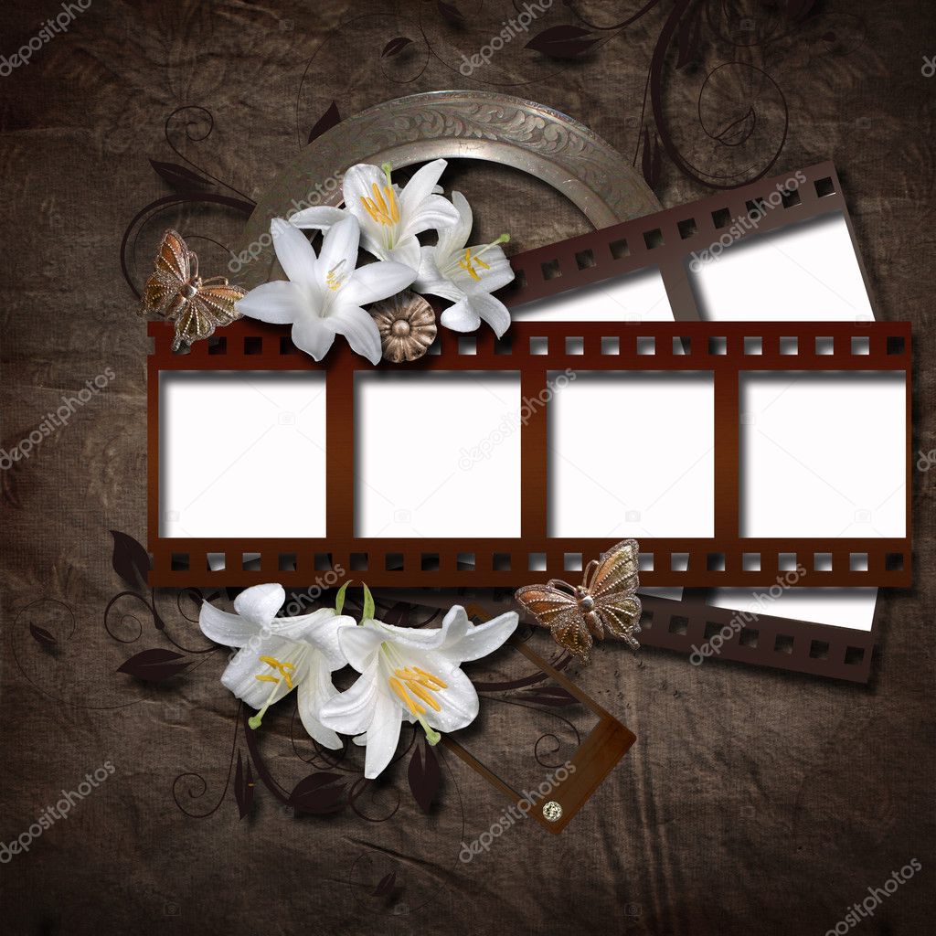 Vintage background with photo-frame and film strip